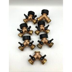 Orbit Heavy-Duty Brass 2-Way Shut-Off Hose Faucet Adapter Hose Fitting LOT